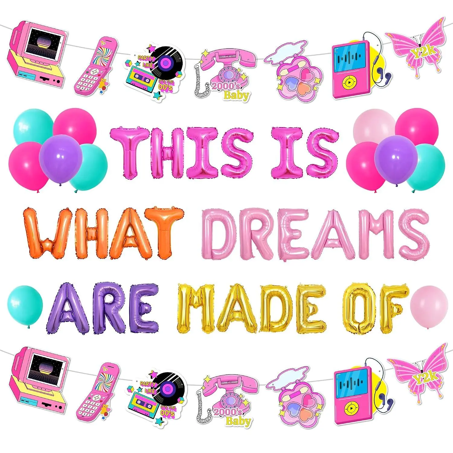 Y2K 2000S Party Decorations Balloons- This Is What Dreams Are Made Of Decoration With Balloons Garland, Early 2000S Party Supplies For Girls Women Birthday Wedding Bachelorette