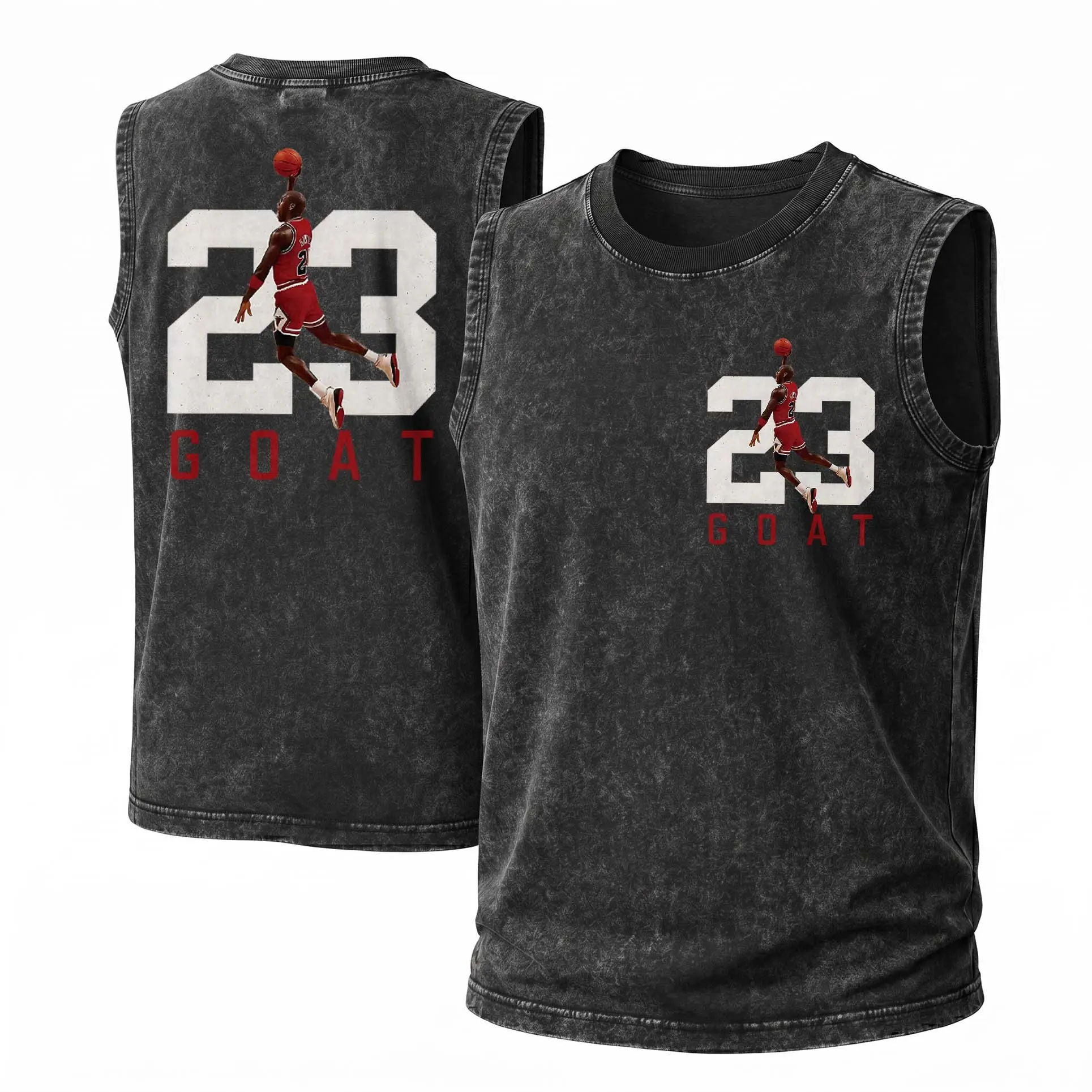 Men's Washed Cotton Sleeveless Tank — "23 Basketball " Print Edition. This Unisex, Retro-Chic Fashion Piece Is Perfect For Spring And Summer Wear, Featuring A Cool Graphic Print And A Classic Crew-Neck Cut.