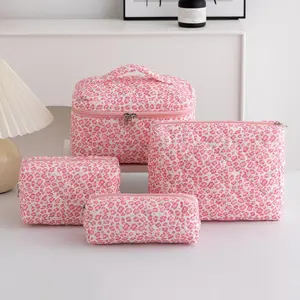 Leopard Pattern Makeup Bag Set, 4pcs Large Capacity Travel Cosmetic Storage Bag, Travel Cosmetic Bags, Zipper Makeup Organizer Pouch, Versatile Storage Bag for Travel, Office, Home, Cosmetics Organizer