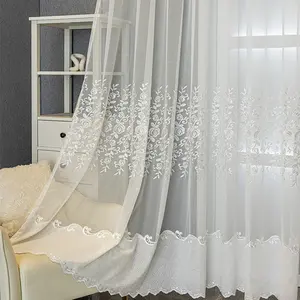 2-Piece Sheer Curtains, Home Decoration Curtain, Light Color Transparent Drapes for Living Room & Bedroom, Rose for Bay Window & Balcony, Dustproof Insulated Fabric