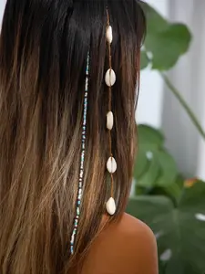 2 Piece Boho Chic Shell Pearl Hair Accessory Set, Daily & Party Wear, Stylish Beaded Headpiece for Women, Perfect for Vacation