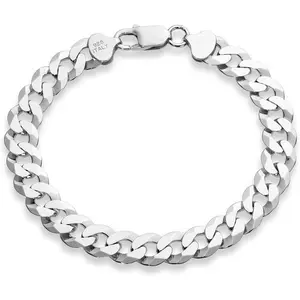 925 sterling silver solid 9mm diamond-cut curb link curb chain bracelet for men bangles  bracelets bracelet  men