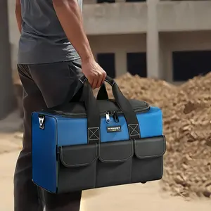 12-pocket Tool Bag, Portable Organizer with Large Zipper & Adjustable Shoulder Strap, Tool Pouch Bag for Mechanics, HVAC Engineers