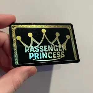Passenger Princess Card - Black PVC Plastic with Gold Metallic Print - Funny Wallet Card for Valentine’s Day Gag Gift - Perfect for Her