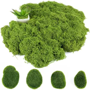 150g Dark Green Art Moss Decoration,Artificial Moss for Decorating and 4 Piece Ball Moss, Artificial Moss for Crafting Flower Arrangements, Garden, Terrariums And Crafts, Christmas Birthday Gifts Decorative Plants Ornaments