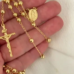 18k Gold Plated Rosary 24”
