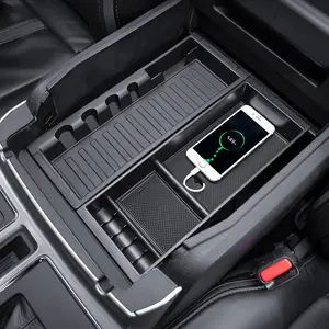 Center Console Organizer Compatible with 2015-2020  F150 Accessories F250/350/450 SuperDuty (2017-2022) and Expedition (2018-2024) Armres Insert Tray, Full Console w/Bucket Seats ONLY