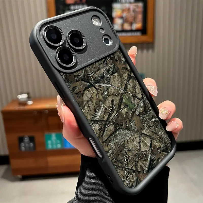 Soft Silicone Smartphone Casing for iPhone 17 Pro Max, 16 Plus, 15, 14, 13, 12, 11, Air E - Forest Camouflage Tapestry Design, Full Body Protection, Shockproof Cover for Handheld Cellphone Devices, Accessories, Durable