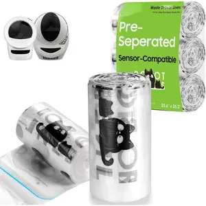 90 Pack  Litter Box Robot 4 and 3  Bags, Automatic Litter Box Liners Bags, -free, Transparent, Sensor-compatible, 9-11 Gallon Capacity