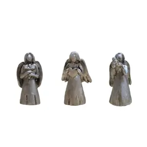 Three Angels Prayer Box with 3 Mini Guardian Angel Pendants, Tin Craft Spiritual Memorial, Pocket Prayer Box, Faith Love Peace Religious Set