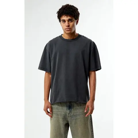 Pacsun Men's Washed Black Premium Cropped T-Shirt