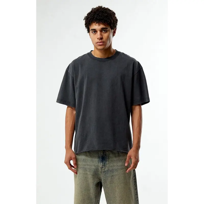 Pacsun Men's Washed Black Premium Cropped T-Shirt
