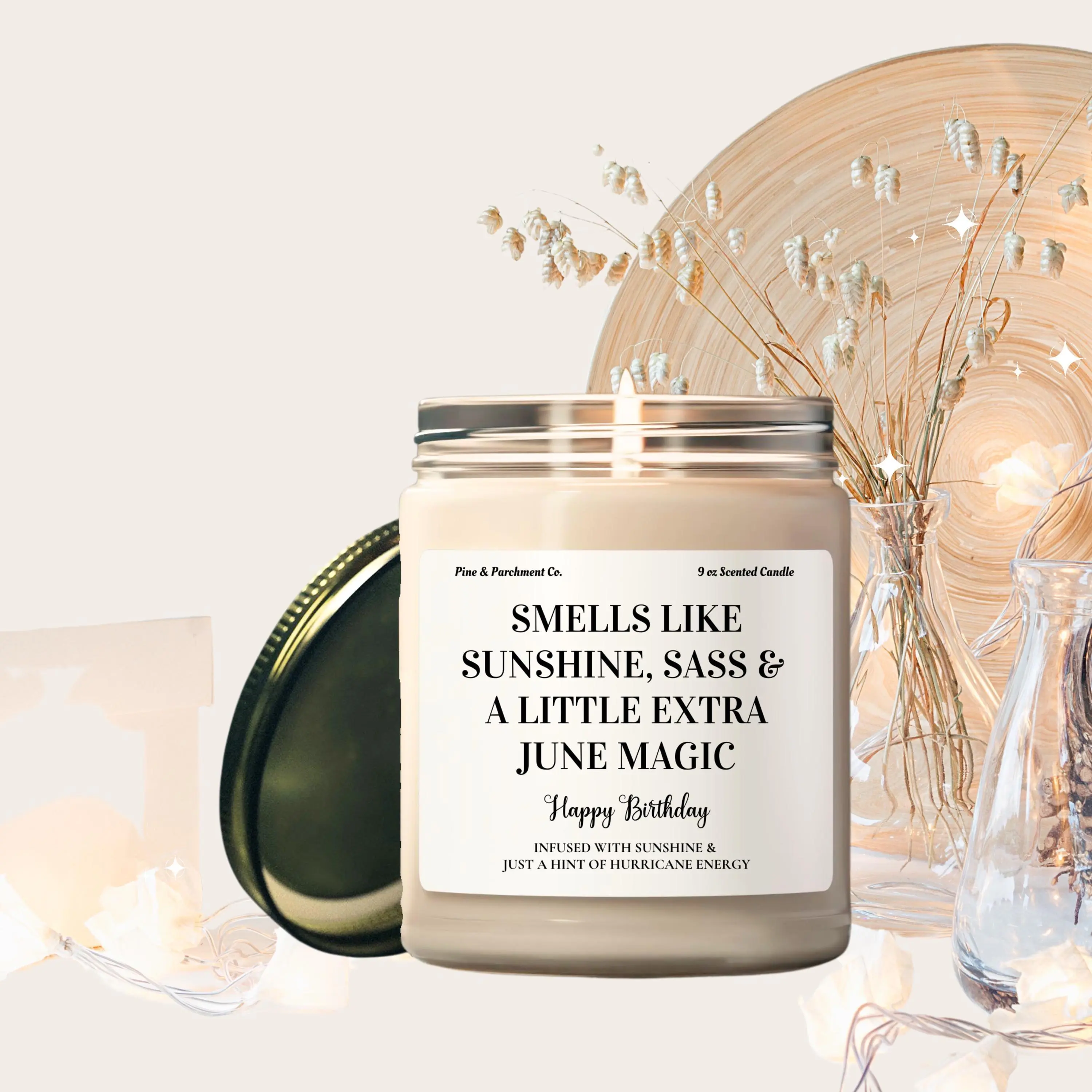June Birthday Candle Sunshine Sass June Magic Funny Custom Candle Gift for Daughter Best friend Her Birthday Party Gift Smells Like Candle