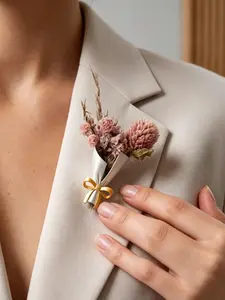 1pc Elegant Floral Brooch, Floral Pins, Lapel Brooch, Vintage Jewelry Pin, DIY Flower Holder Brooch, Perfect Gift for Mom, Mother's Day Present, Stylish Accessory
