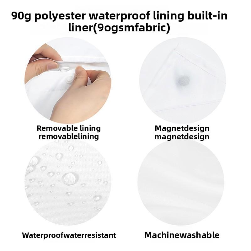 Snap Button Hookless Digital Print Waterproof Shower Curtain with Embedded Fabric Liner Set Lin Shower Curtain Partition