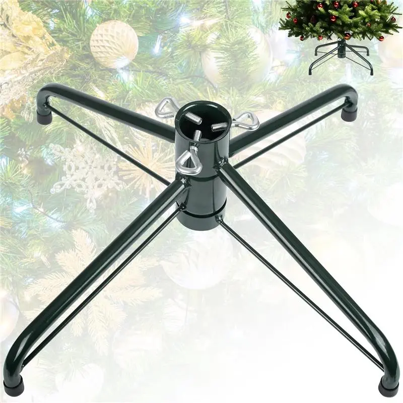 Folding Christmas Tree Stand, 16.3inch Replacement Christmas Tree Base for 4-6 Feet Artificial Tree, Metal Xmas Tree Holder Fits 0.5-1.37 Inch Tree Pole, DarkGreen