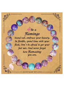 Flamingo Style Charm Beaded Bracelet for Women, Durable Elastic Design, Perfect for Mother's Day & Easter Gifts, All Seasons Jewelry