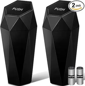 Car Trash Can with Lid - 2 Pack, Leakproof Garbage Can with 30 Attached Trash Bags,for Car