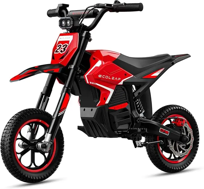 K2 Kids Electric Dirt Bike, 36V 850W Peak Motor, 20 MPH, 18-Mile Range, 3-Speed Modes, Dual Suspension & Disc Brake, Electric Motorcycle for Kids Ages 4-10