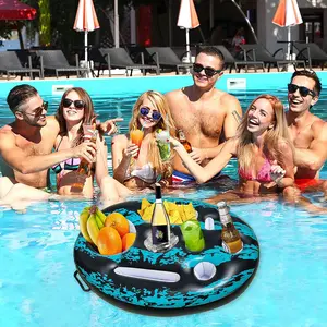 Inflatable Drink Holder, 9 Hole Inflatable Floating Drink Holder, Floating Drink Tray for Swimming Pool, Party Supplies