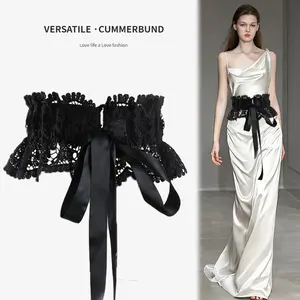 Fashion women's lace strap wide belt lace skirt style wide waist seal wear waist cinching elastic elastic waist waist seal