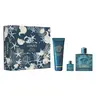 Versace Eros Men's Fragrance & Body Care 3-Piece Daily Gift Set - 3.4 oz EDT, 5 oz Shower Gel, 0.17 oz Mini EDT, Fresh Woody Scent with Vanilla & Lemon for Bold Men