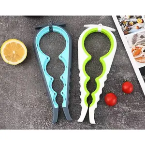 Portable bottle opener, suitable for various sizes of beer bottom bottle caps, kitchen, bar, party gifts, 4-in-1 multifunctional anti slip can opening tool, suitable for elderly people with arthritis and low energy children to use