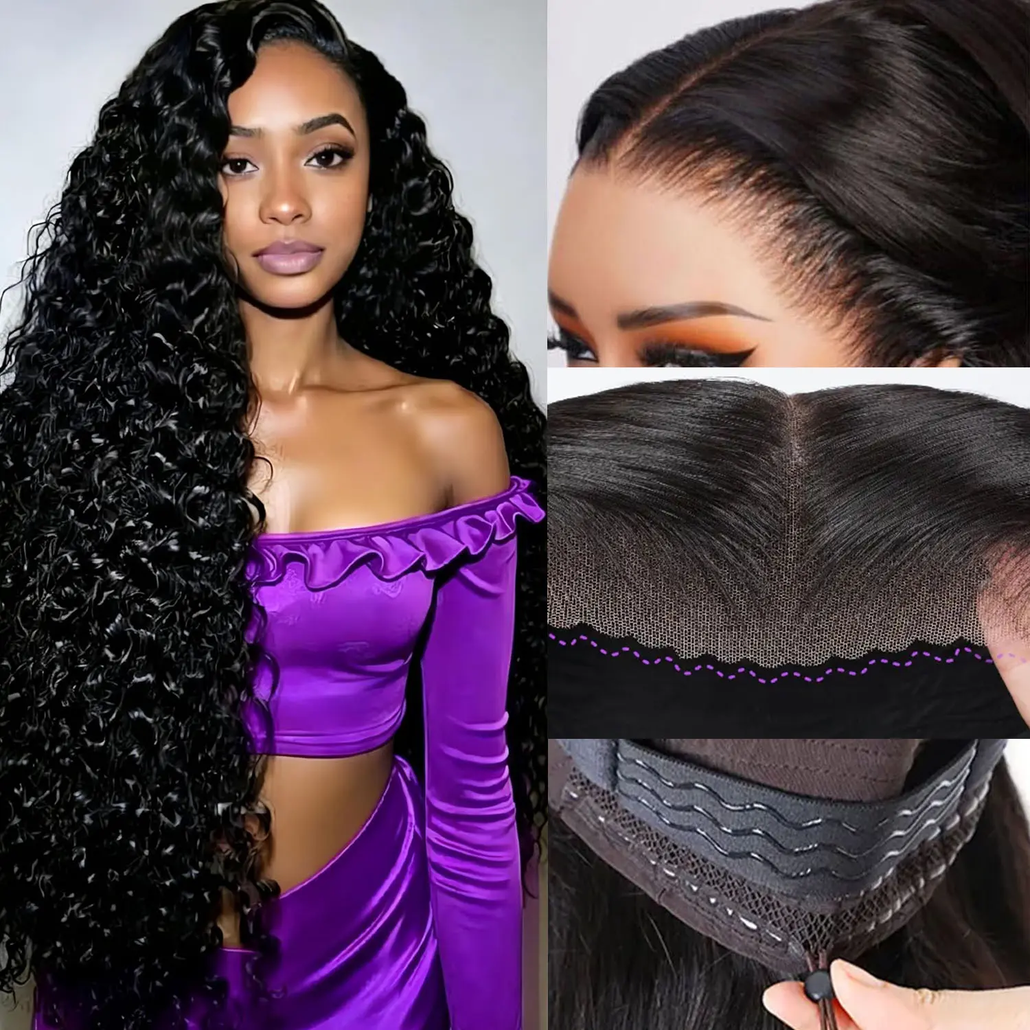 [NEW IN]BFFGIRL Hair 13x6 Full Lace Frontal Wear go Glueless Water Wave Wig with Drawstring Effortless Install Ear to Ear Straight Pre-Cut Pre-Plucked Human Hair for Women Body Wave Human Hair Wig Beginnner Friendly