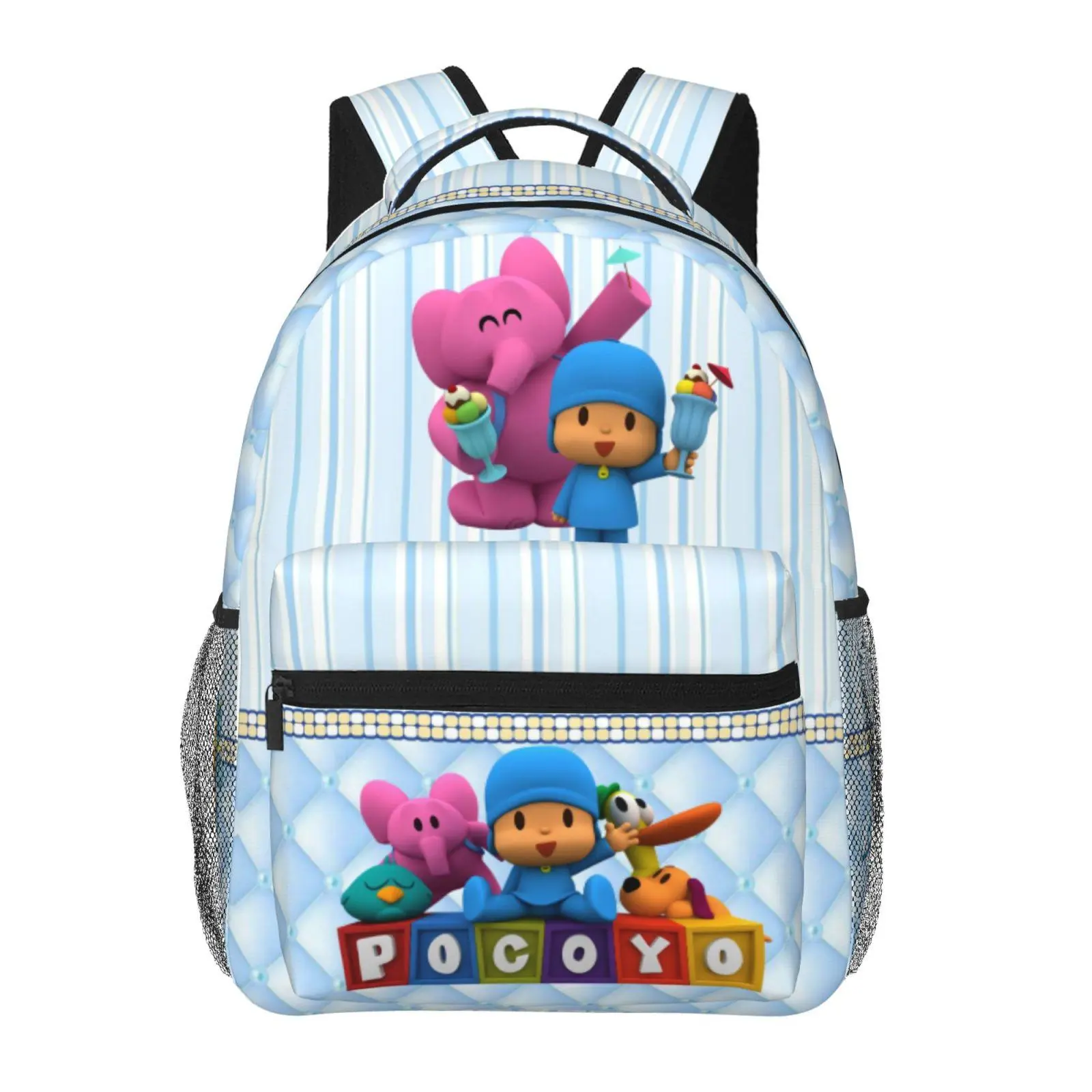 Pocoyo Large Capacity Kids Backpack Pocoyo cartoon Multi‑Compartment School Daypack Pocoyo kids show Tablet Bag for School, Weekend Trips