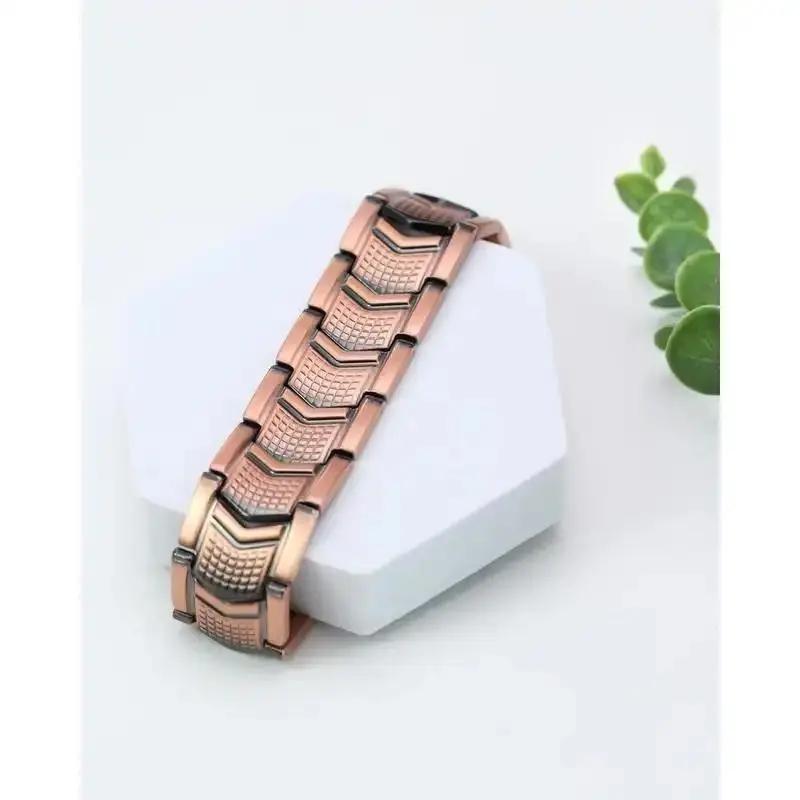 Men's Copper Bracelet with 3X Strength, Premium Copper Jewelry Featuring Powerful 3800 Gauss Magnets, Stylish Bracelet with Fold - Over Clasp, Ideal Copper Bracelet for Daily Wear, Perfect Jewelry Gift for Men, High - Quality Copper Accessory to Elevate S