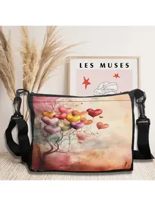 Colored Love Balloon Tree Printed Shoulder Bag for Holiday Gifts, Daily Use 9.16