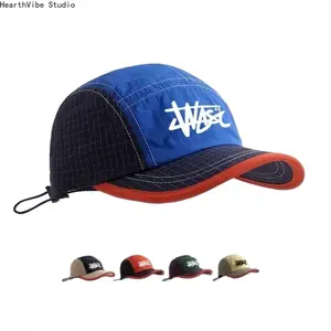 Mens Running Cap Short Brim Lightweight Quick Dry Baseball Hat Color Block Mesh Breathable Sport Cap for Summer Training Hiking Running Casual Wear