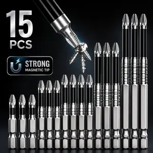 15 Pcs Magnetic Screwdriver Bit Set, K5 High Hardness Anti Slip Impact Resistant Drill Bit Kit, Shockproof Wear Resistant Bits For Electric Screwdriver, Power Drill, Hand Drill, Home Repair, Furniture Assembly And Maintenance Tools