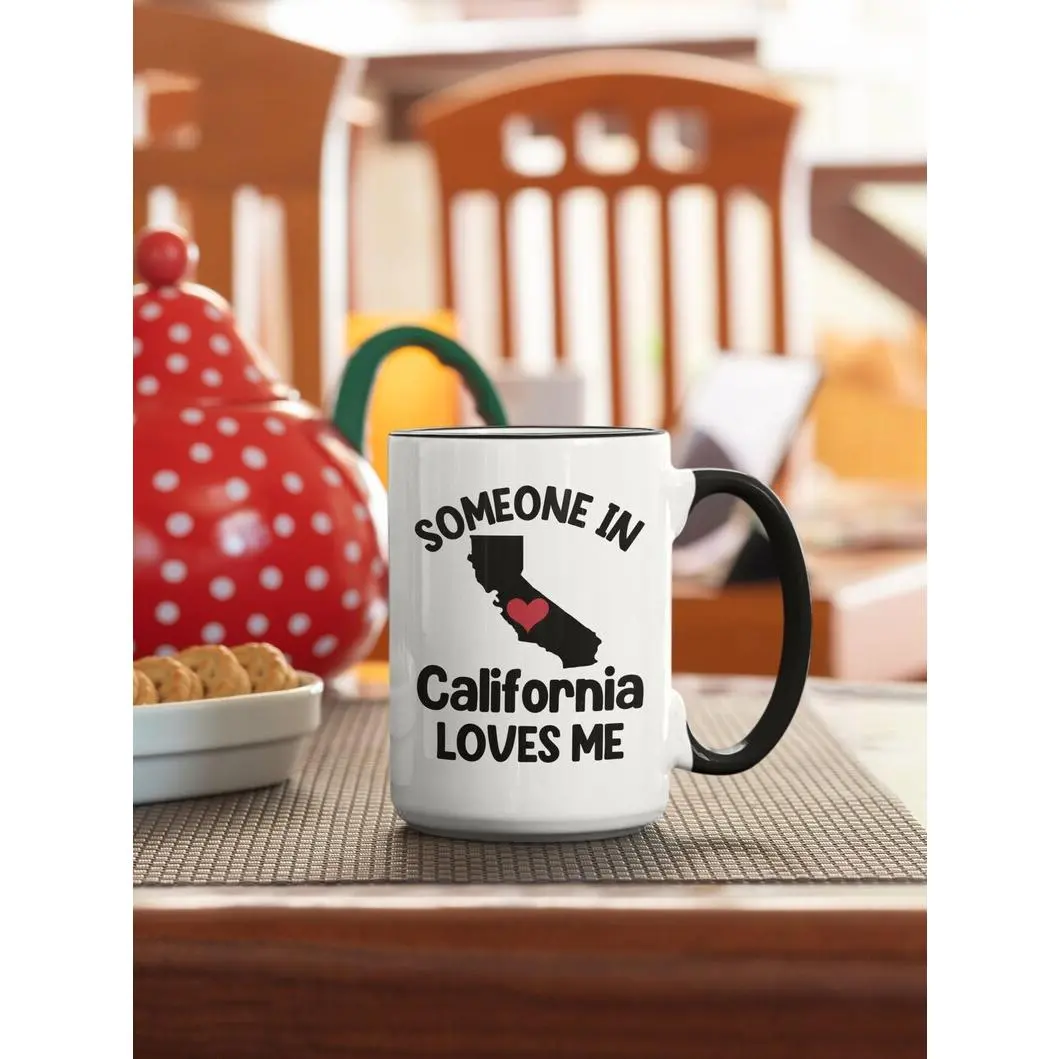 Someone in California Loves Me, California Mug, Long Distance Relationship Gift, Boyfriend Girlfriend Coffee Cup, Miss You, Thinking of You