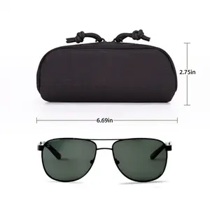 Tactical nylon hard-shell eyeglass case with Molle system, protective case, accessory bag, sunglasses bag