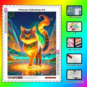 Magic Cat Diamond Painting - 100% resin diamonds, including AB diamonds, fairy dust diamonds and crystal diamonds, a perfect diamond painting, using flocking fabric, colorful paintings, a must-have for diamond painting enthusiasts, Diamond Painting Kit