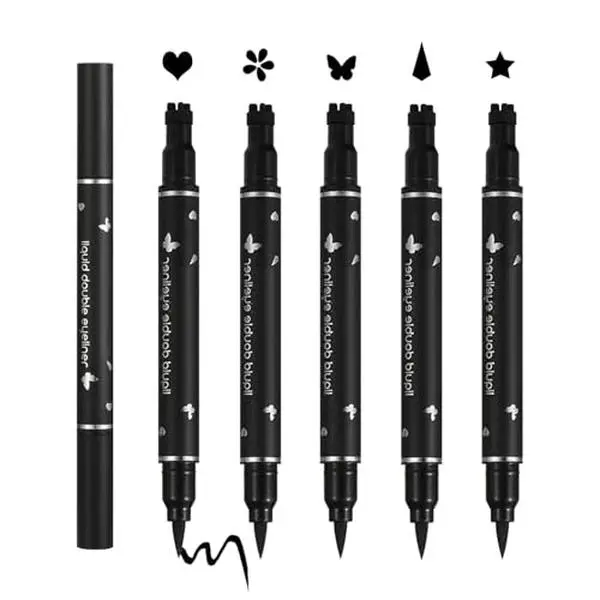 5PCS Double-headed Liquid Winged Black Eyeliner Stamp Pen Set | Eye Liner Pencil Long-lasting Waterproof, Stamp Eyeliner Set for Eye Makeup - Star, Heart, Flower, Butterfly, Triangle