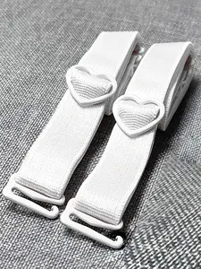 1pair  Adjustable Bra Straps -  hearts, Detachable & Non-Slip, Wide Elastic Comfort Fit for Women's Lingerie Accessories Womenswear