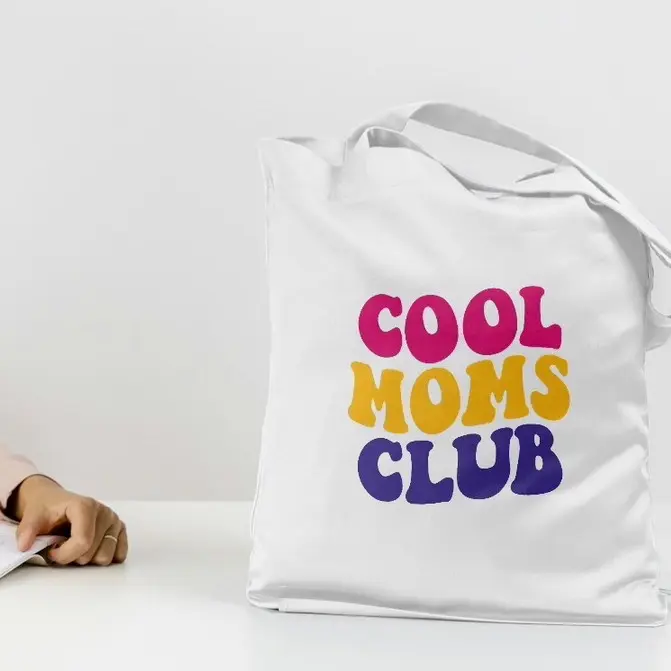 Cool Moms Club Tote Bag - 15x13 High-Quality Sublimation Design, Soft Fabric, Versatile for Shopping & Exercising, Casual Style
