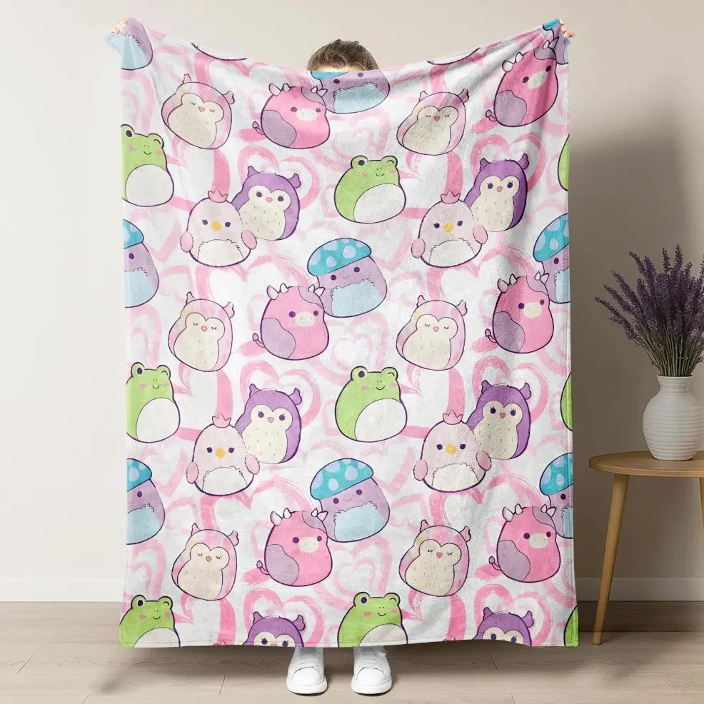 NEW Squishmallows Snuggle Throw Blanket,Baby blankets and adult blankets Assorted Cute Designs, Super Soft Cozy Plush Blanket, Warm Flannel Bed Cover, Perfect Holiday & Graduation Gift, Viral TikTok Home Decor birthday gift
