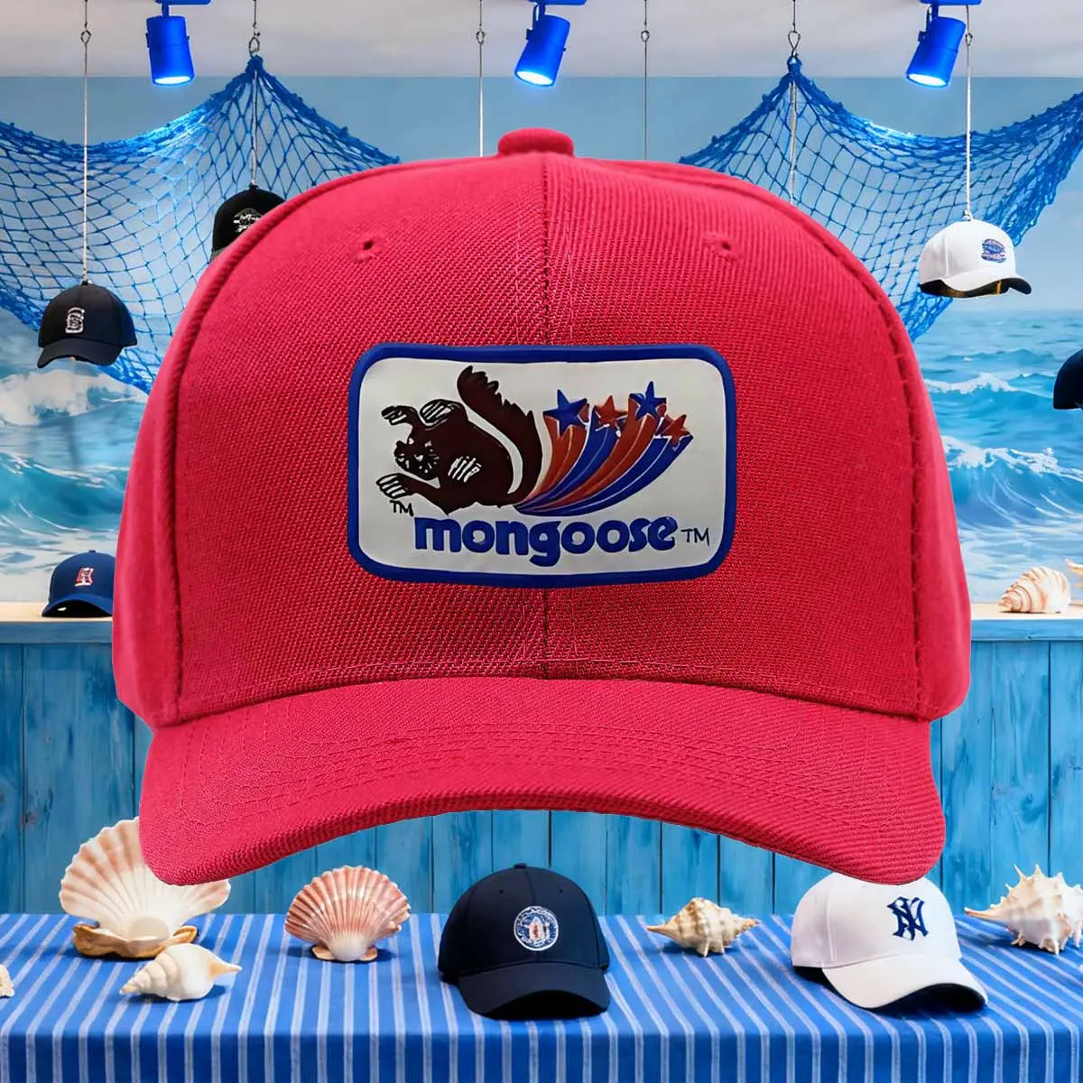 Mongoose BMX bicycle truck driver cap, Richardson 112 flat buckle Retro Fun Truck Driver Baseball Hat