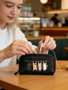 Zipper Pouch for Office Supplies and Headphones, Portable Mini Storage Bag, Ideal for Travel, Camping, and Organization