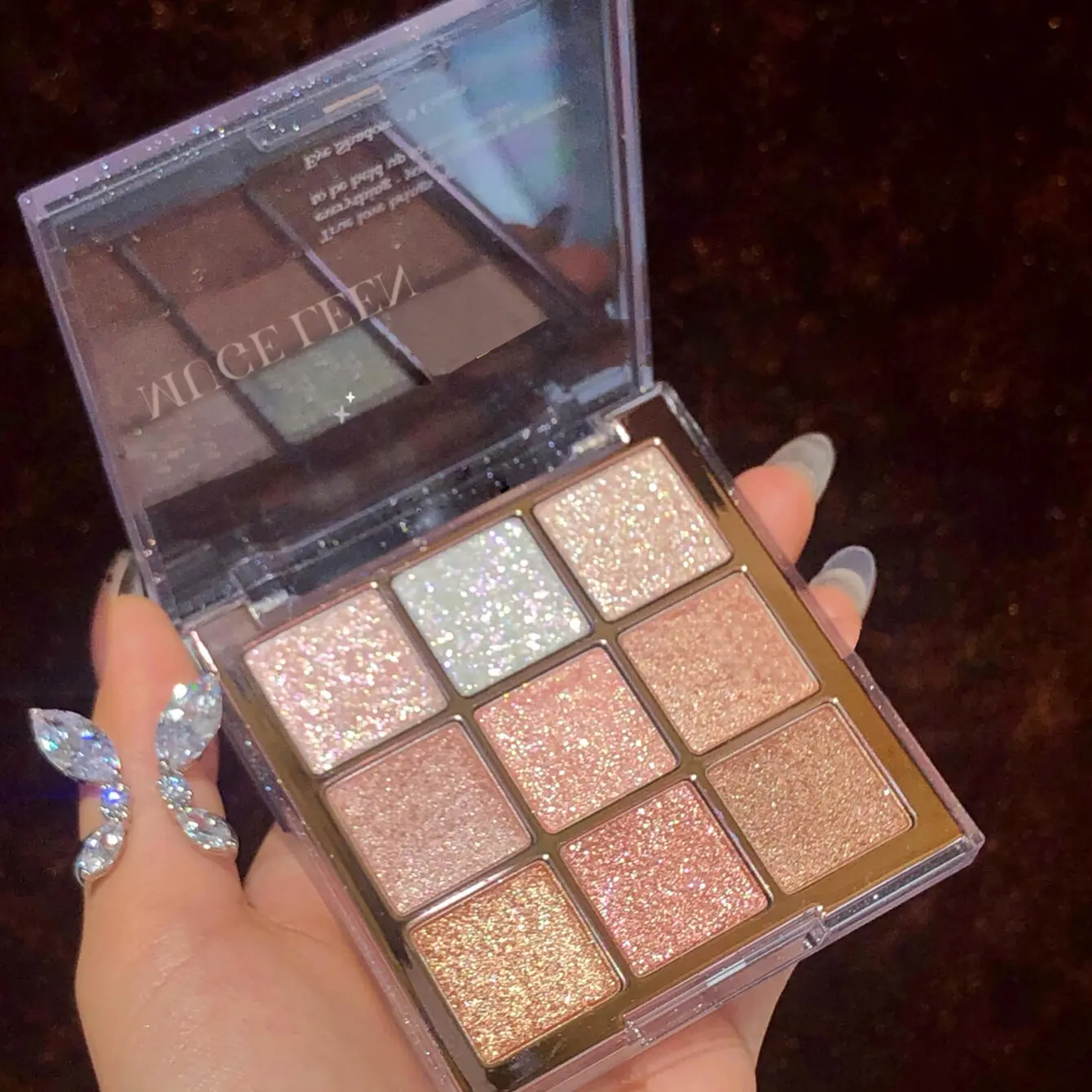 9 Color Glitter Eyeshadow Palette, Shimmer Eye Makeup Palette, Highly Pigmented Blendable Sparkle Shades for Everyday, Party & Festival Looks nude