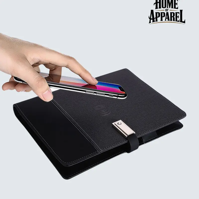 2026-2027 Smart A5 Planner Notebook - 160 Pages 100gsm Paper, Built-in 8000mAh Power Bank, 15W Wireless Charger, Wireless Charging Station, LED Light, USB Slots, Card Slots, 3-in-1 Charger Cable Office Stationery (Father's Day Gift Option)