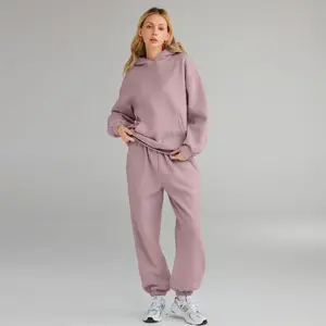 Women’s 2-Piece Lounge Hooded Sweatshirt & Sweatpants Set — Oversized Fit, Pocketed Sweatpants, Casual Autumn Fashion Loungewear