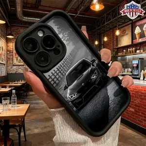 Cool Black Sports Car Pattern Aesthetic Phone Case for iPhone 17 16 15 14 Pro Max 13 12 11 XR XS Plus Air Slim Lightweight Shockproof Anti Drop Protective Durable TPU Cover