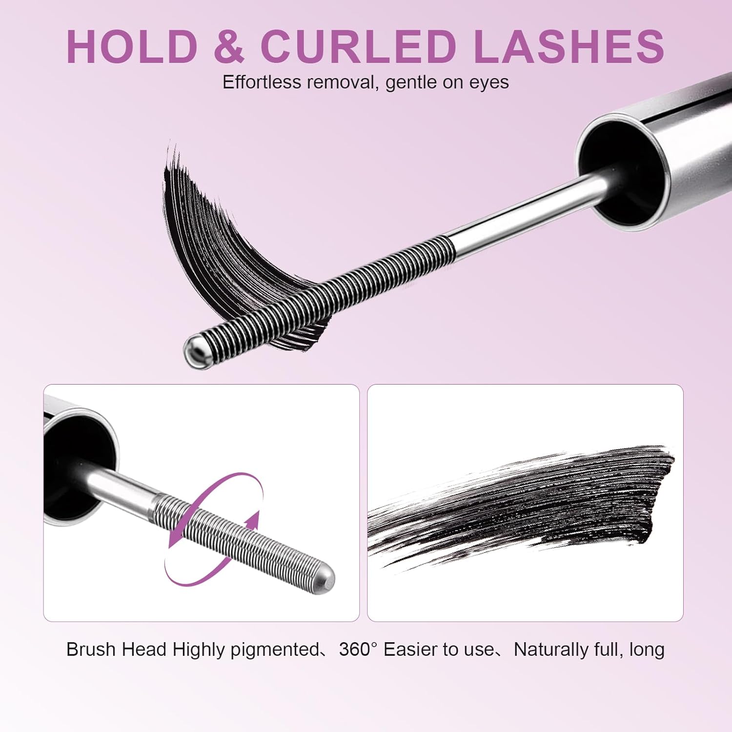 Women's 2026 Upgraded Silicone Metal Wand Mascara Set (Free Gift: Eyelash Curler) - 7D Curling, Ultra-Slim Precision Wand, Smudge-Proof, Long-Lasting, Waterproof Tube Formula, Lengthening, Volumizing, Fragrance-Free, Washable, All Skin Eyelash Makeup