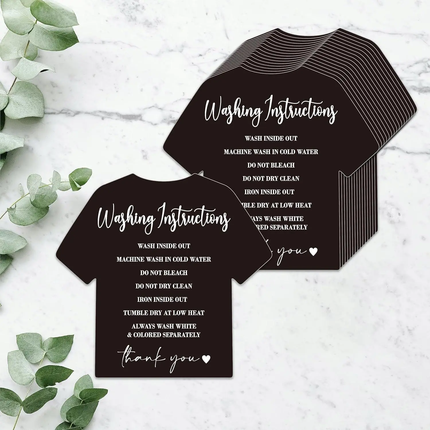 200 count Washing Instruction Cards, Clothes T Shirt Cleaning Care Instruction Insert Customer Direction Card for Small Business Packaging Online Shop Owner (3.6" x 3.4")