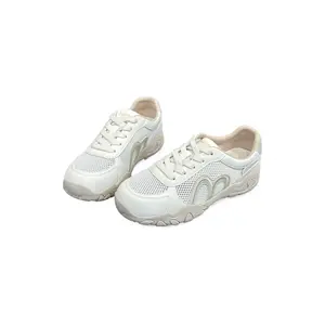 Genuine leather mesh women's sneakers 2026 spring-summer new model, round toe, thick sole, breathable, comfortable running casual sports shoes, trendy