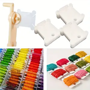 300 Pack Plastic Cross Stitch Spool, Equipped with 1 Spool Coiler, Suitable for Home Sewing and Embroidery Projects, Sewing Accessories